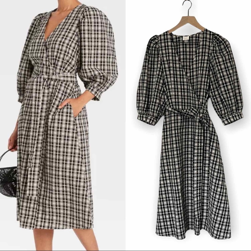 a new day Black and White Plaid Midi Dress